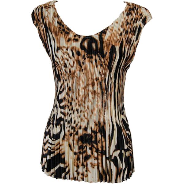 Wholesale 1149 - Satin Mini Pleats Half Sleeve with Collar Bronze Leopard Satin Mini Pleat - Cap Sleeve V-Neck - One Size Fits Most