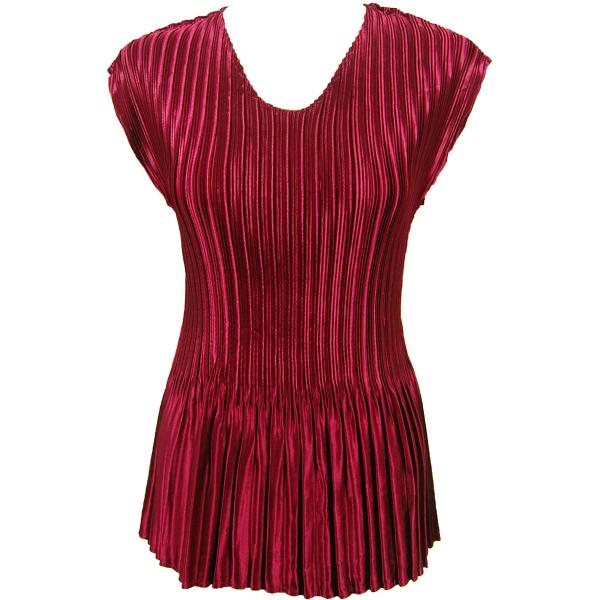 Wholesale 1149 - Satin Mini Pleats Half Sleeve with Collar Solid Wine Satin Mini Pleat - Cap Sleeve V-Neck - One Size Fits Most