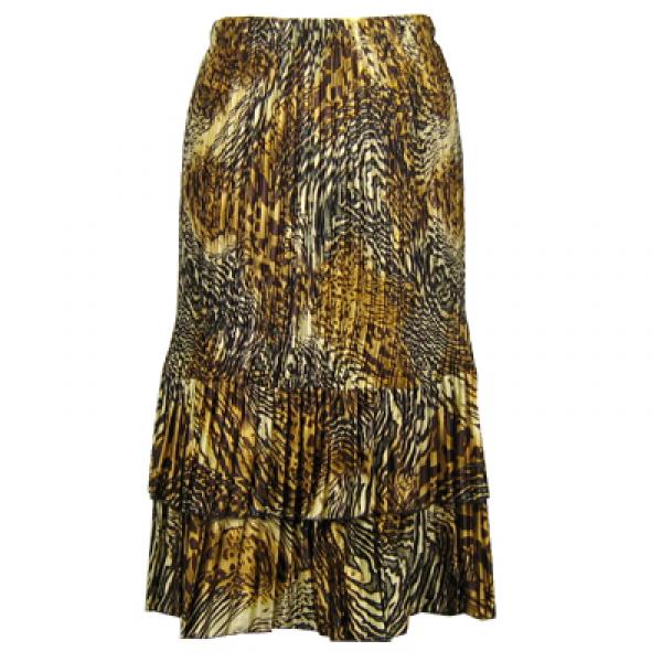 wholesale 745 - Skirts - Satin Mini Pleat Tiered  Swirl Leopard - One Size Fits Most