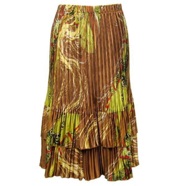 wholesale Skirts - Satin Mini Pleat Tiered*  Swirl Copper-Lime - One Size Fits Most