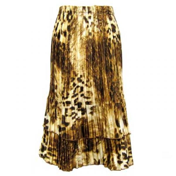 wholesale Skirts - Satin Mini Pleat Tiered*  Giraffe Brown Satin Mini Pleat Tiered Skirt - One Size Fits Most