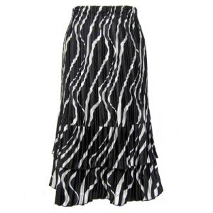 745 - Skirts - Satin Mini Pleat Tiered  Ribbon Black-White - One Size Fits Most