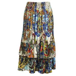 745 - Skirts - Satin Mini Pleat Tiered  Paisley Plaid Royal Satin Mini Pleat Tiered Skirt - One Size Fits Most