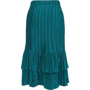 745 - Skirts - Satin Mini Pleat Tiered Solid Dark Turquoise  - One Size Fits Most