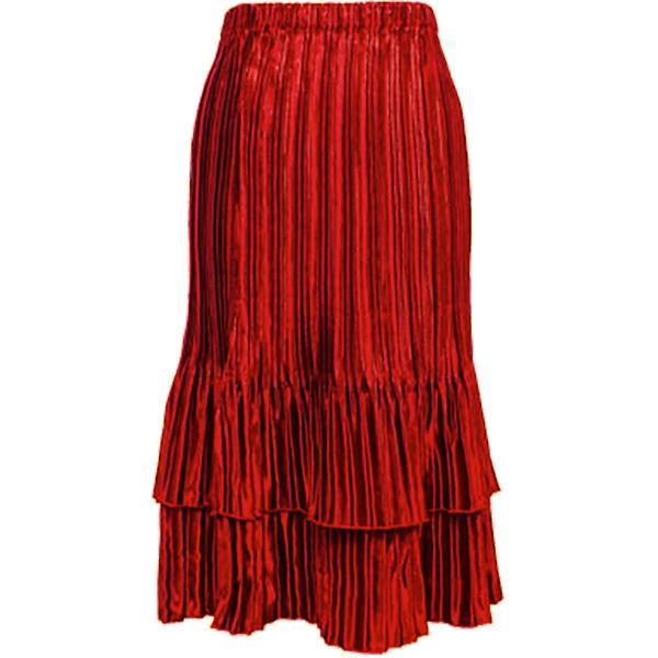 wholesale Skirts - Satin Mini Pleat Tiered* Solid Red - One Size Fits Most