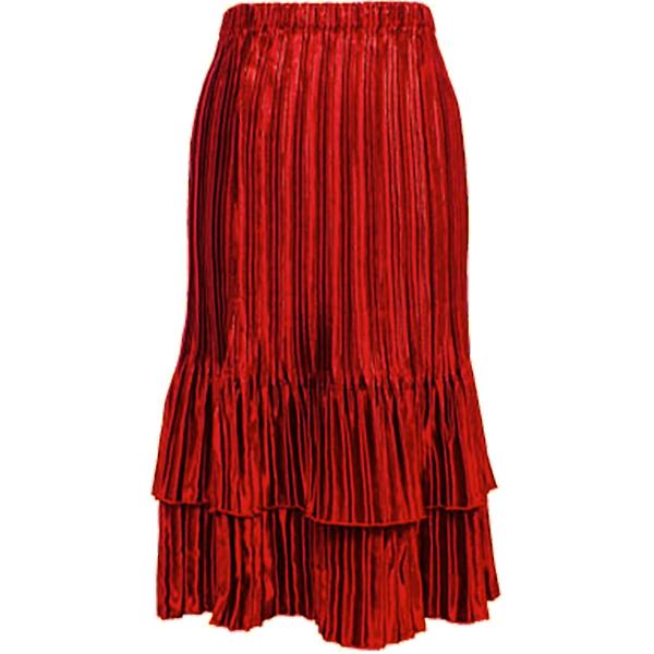 wholesale 745 - Skirts - Satin Mini Pleat Tiered Solid Red MB - One Size Fits Most
