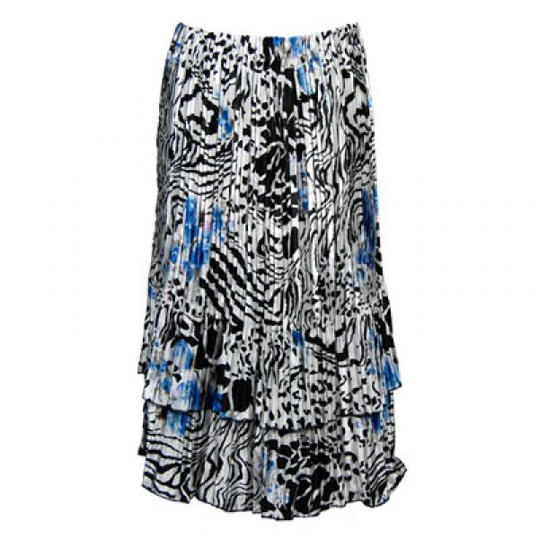 wholesale Skirts - Satin Mini Pleat Tiered*  Reptile Floral - Blue Satin Mini Pleat Tiered Skirt - One Size Fits Most