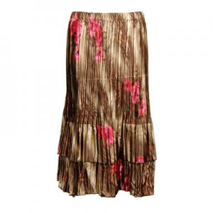 745 - Skirts - Satin Mini Pleat Tiered  Marble Floral - Taupe Satin Mini Pleat Tiered Skirt - One Size Fits Most