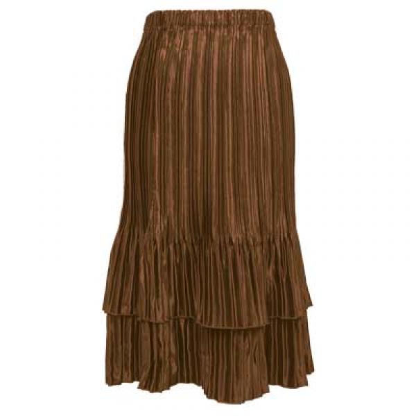 wholesale 745 - Skirts - Satin Mini Pleat Tiered Solid Nutmeg - One Size Fits Most