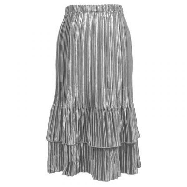 wholesale 745 - Skirts - Satin Mini Pleat Tiered Solid Silver - One Size Fits Most