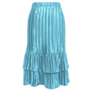 745 - Skirts - Satin Mini Pleat Tiered Solid Aqua - One Size Fits Most