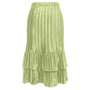 745 - Skirts - Satin Mini Pleat Tiered Solid Celery  - One Size Fits Most