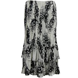 745 - Skirts - Satin Mini Pleat Tiered  White-Black Swirl Dots - One Size Fits Most