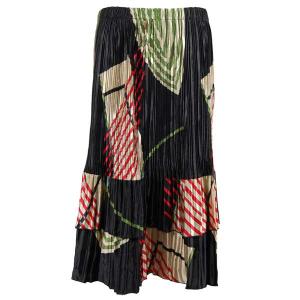 745 - Skirts - Satin Mini Pleat Tiered  Art Deco Olive-Red Satin Mini Pleat Tiered Skirt - One Size Fits Most