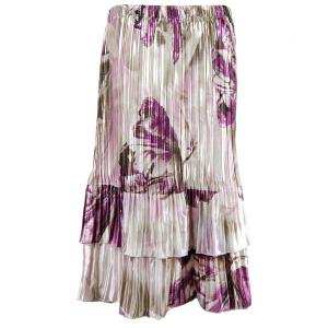 745 - Skirts - Satin Mini Pleat Tiered  Olive-Raspberry Leaf Satin Mini Pleat Tiered Skirt - One Size Fits Most