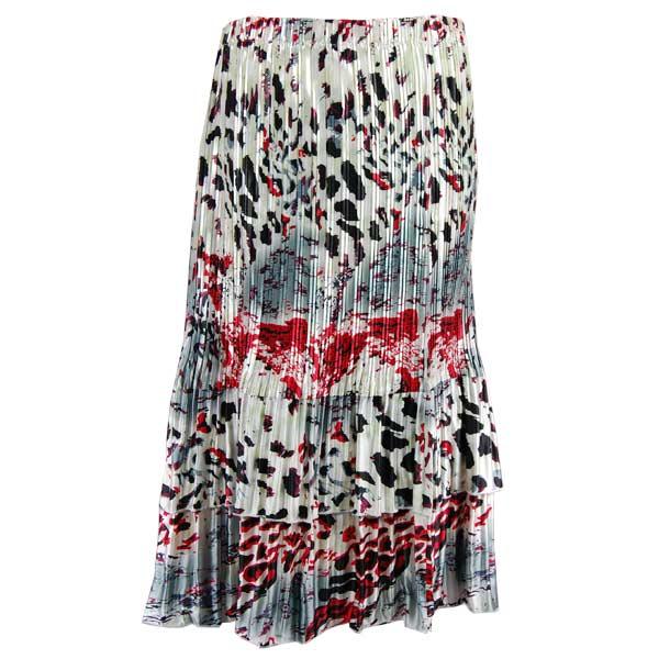 wholesale 745 - Skirts - Satin Mini Pleat Tiered  Reptile Floral - Red Satin Mini Pleat Tiered Skirt - One Size Fits Most