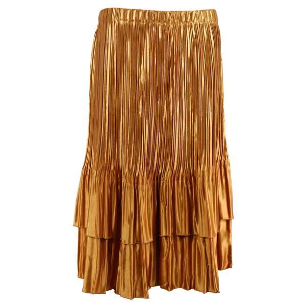 wholesale Skirts - Satin Mini Pleat Tiered* Solid Goldenrod - One Size Fits Most
