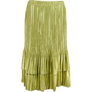 745 - Skirts - Satin Mini Pleat Tiered Solid Leaf Green - One Size Fits Most