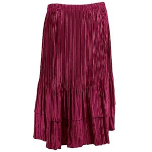 745 - Skirts - Satin Mini Pleat Tiered Solid Ruby - One Size Fits Most