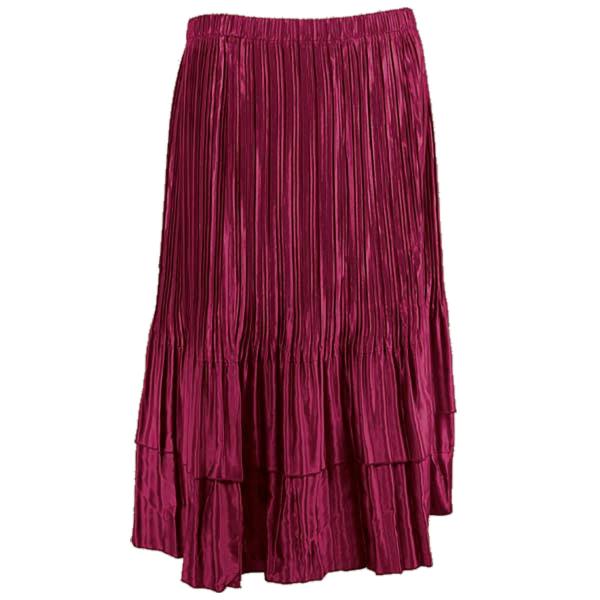 wholesale Skirts - Satin Mini Pleat Tiered* Solid Ruby - One Size Fits Most