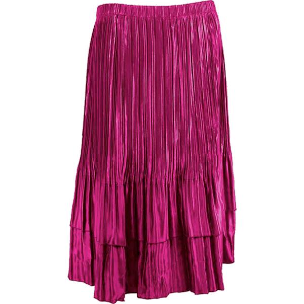 wholesale 745 - Skirts - Satin Mini Pleat Tiered Solid Magenta Orchid - One Size Fits Most