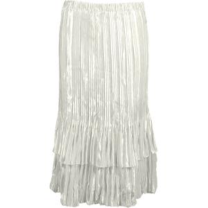 745 - Skirts - Satin Mini Pleat Tiered Solid Off White - One Size Fits Most