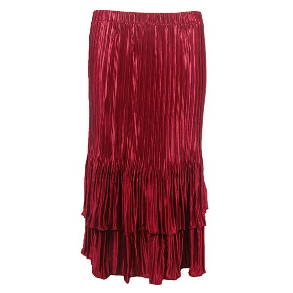 wholesale Skirts - Satin Mini Pleat Tiered* Solid Wine - One Size Fits Most