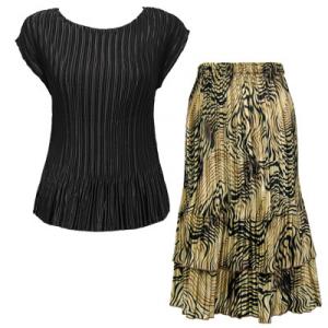 748  - Matching Satin Mini Pleat Skirt and Top Set Black Cap with Swirl Animal Skirt - One Size Fits Most