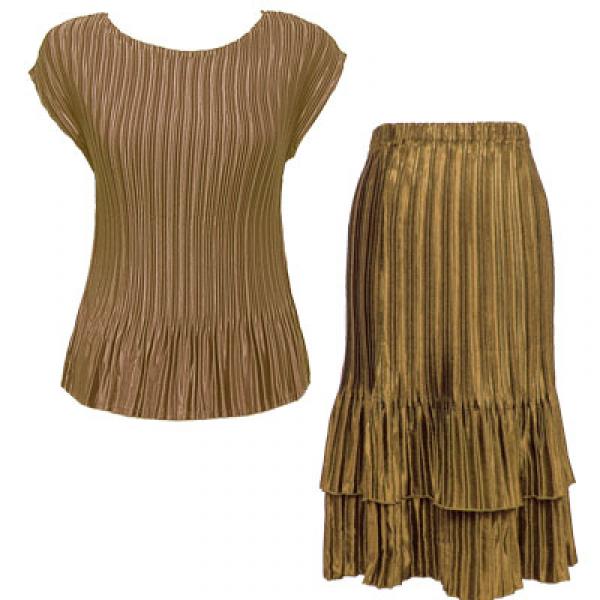 wholesale 748  - Matching Satin Mini Pleat Skirt and Top Set Taupe Cap Set - One Size Fits Most
