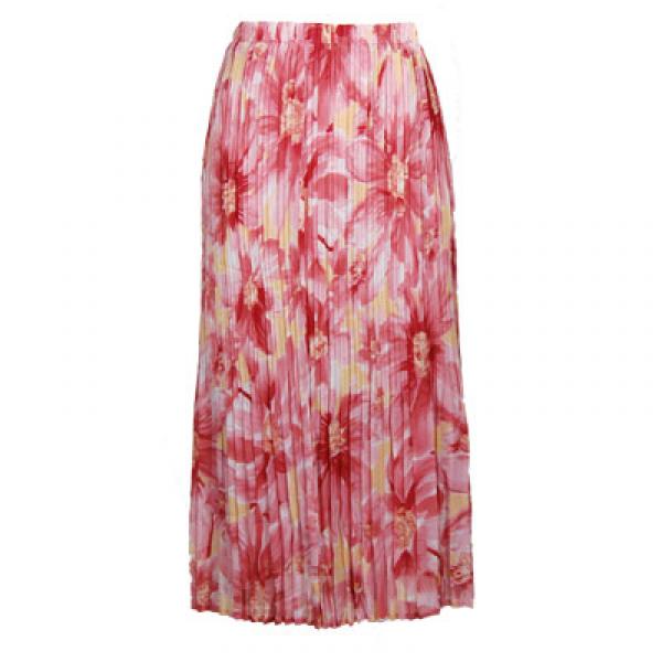 763 - Georgette Mini Pleat Ankle Length Skirts  Daisies - Pink  - One Size Fits Most