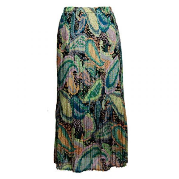 763 - Georgette Mini Pleat Ankle Length Skirts  Paisley Floral - Cool  - One Size Fits Most