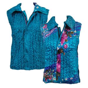 4537 - Quilted Reversible Vests  9780/PLUS - Floral on Teal<br>Quilted Reversible Vests - XL-2X