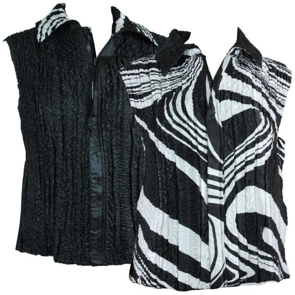 4537 - Quilted Reversible Vests  SBW/PLUS - Swirl Black-White<br>Quilted Reversible Vest - XL-2X