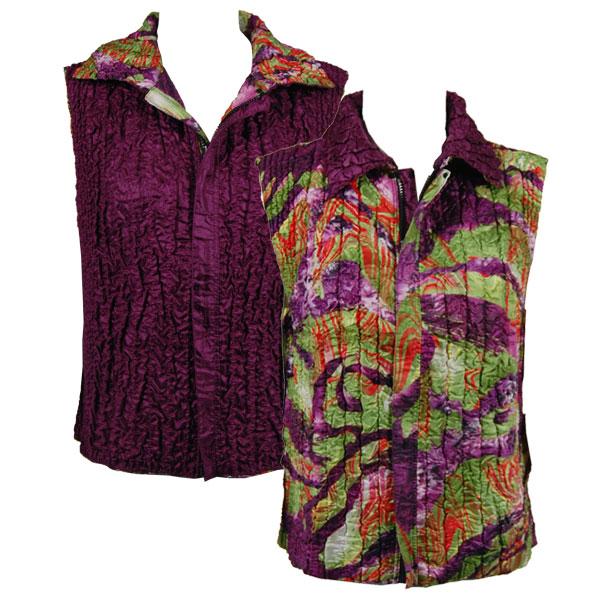 4537 - Quilted Reversible Vests  EOP-PLUS - Abstract Eggplant-Olive<br> Quilted Reversible Vest - XL-2X