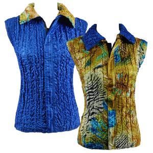 4537 - Quilted Reversible Vests  P23/PLUS - Abstract Zebra Gold-Blue<br> Quilted Reversible Vest - XL-2X