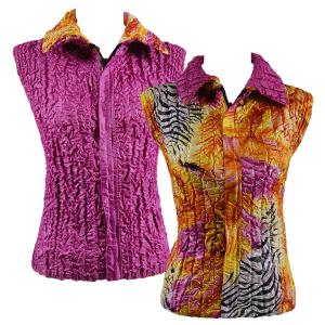 4537 - Quilted Reversible Vests  P24/PLUS - Pink Multi Zebra<br> Quilted Reversible Vest - XL-2X