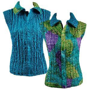 4537 - Quilted Reversible Vests  P26 - Leaves Green Multi<br>Quilted Reversible Vest - One Size Fits Most