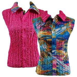 4537 - Quilted Reversible Vests  P30 - Pink Multi Giraffe <br>Quilted Reversible Vest - One Size Fits Most