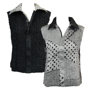 4537 - Quilted Reversible Vests  P29-PLUS - White-Black Dots<br>Quilted Reversible Vest - XL-2X
