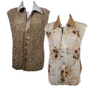 4537 - Quilted Reversible Vests  P42 - Beige Floral<br> Quilted Reversible Vest - One Size Fits Most