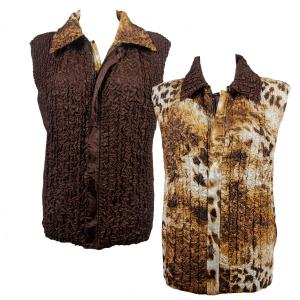 4537 - Quilted Reversible Vests  P44 - Brown Giraffe<br>Quilted Reversible Vest - One Size Fits Most