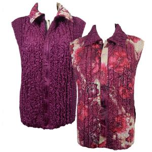 4537 - Quilted Reversible Vests  P48 Rose Floral<br> Quilted Reversible Vests - One Size Fits Most