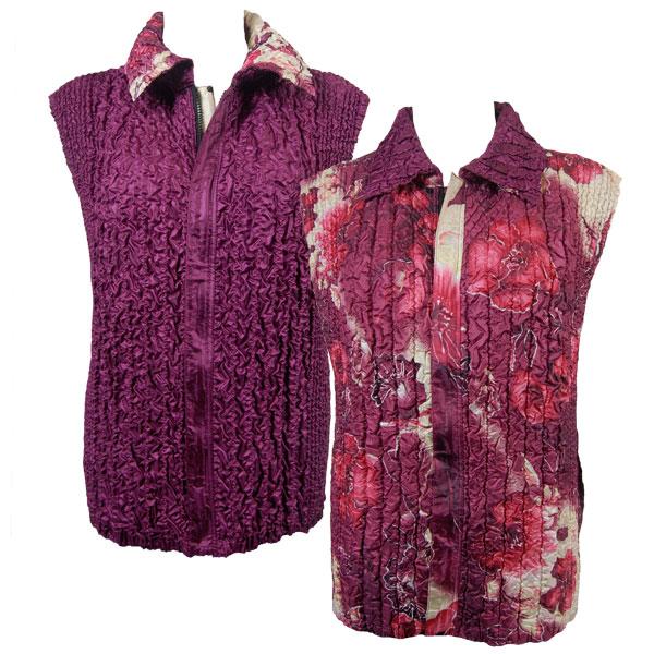 wholesale 4537 - Quilted Reversible Vests  P48 Rose Floral<br> Quilted Reversible Vests - One Size Fits Most