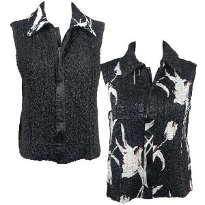 4537 - Quilted Reversible Vests  9028/PLUS - Tulips on Black<br>Quilted Reversible Vest - XL-2X