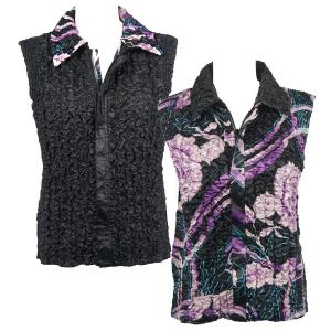 4537 - Quilted Reversible Vests  A05 - Floral on Black <br>Quilted Reversible Vest - One Size Fits Most