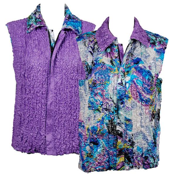 4537 - Quilted Reversible Vests  Paint Splatter Aqua-Purple reverses to Solid Bright Purple MB - S-L
