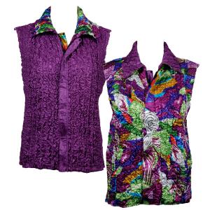 4537 - Quilted Reversible Vests  X208 - Magenta Floral<br>Quilted Reversible Vest - One Size Fits Most