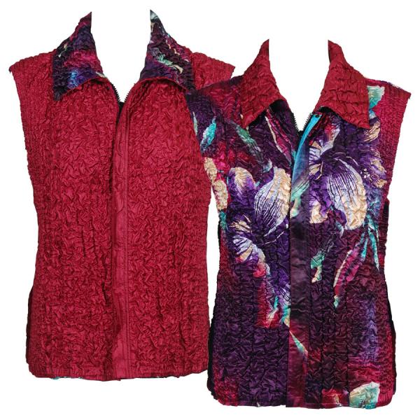 4537 - Quilted Reversible Vests  B52 - Flowers on Wine<br>Quilted Reversible Vest  - S-L