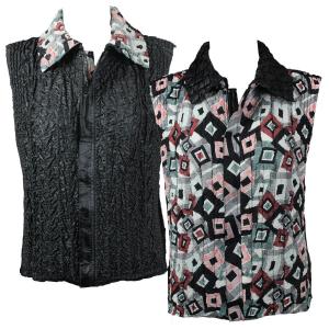 4537 - Quilted Reversible Vests  P53 - Block Print<br>Quilted Reversible Vest - One Size Fits Most