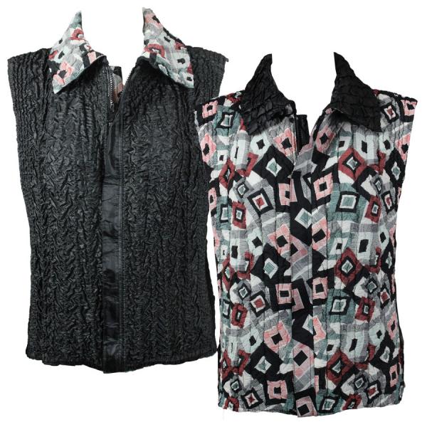 wholesale 4537 - Quilted Reversible Vests  P53 - Block Print<br>Quilted Reversible Vest - One Size Fits Most